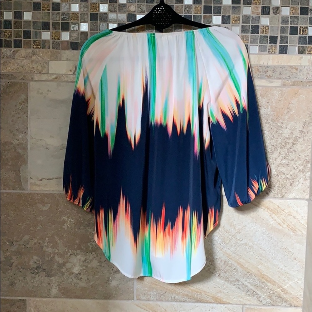 Multi Colored Polyester Top With Belled Sleeves - image 2